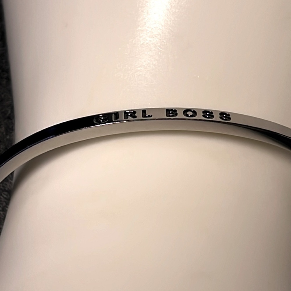3/$15 EUC Mantraband “Girl Boss” silver bangle